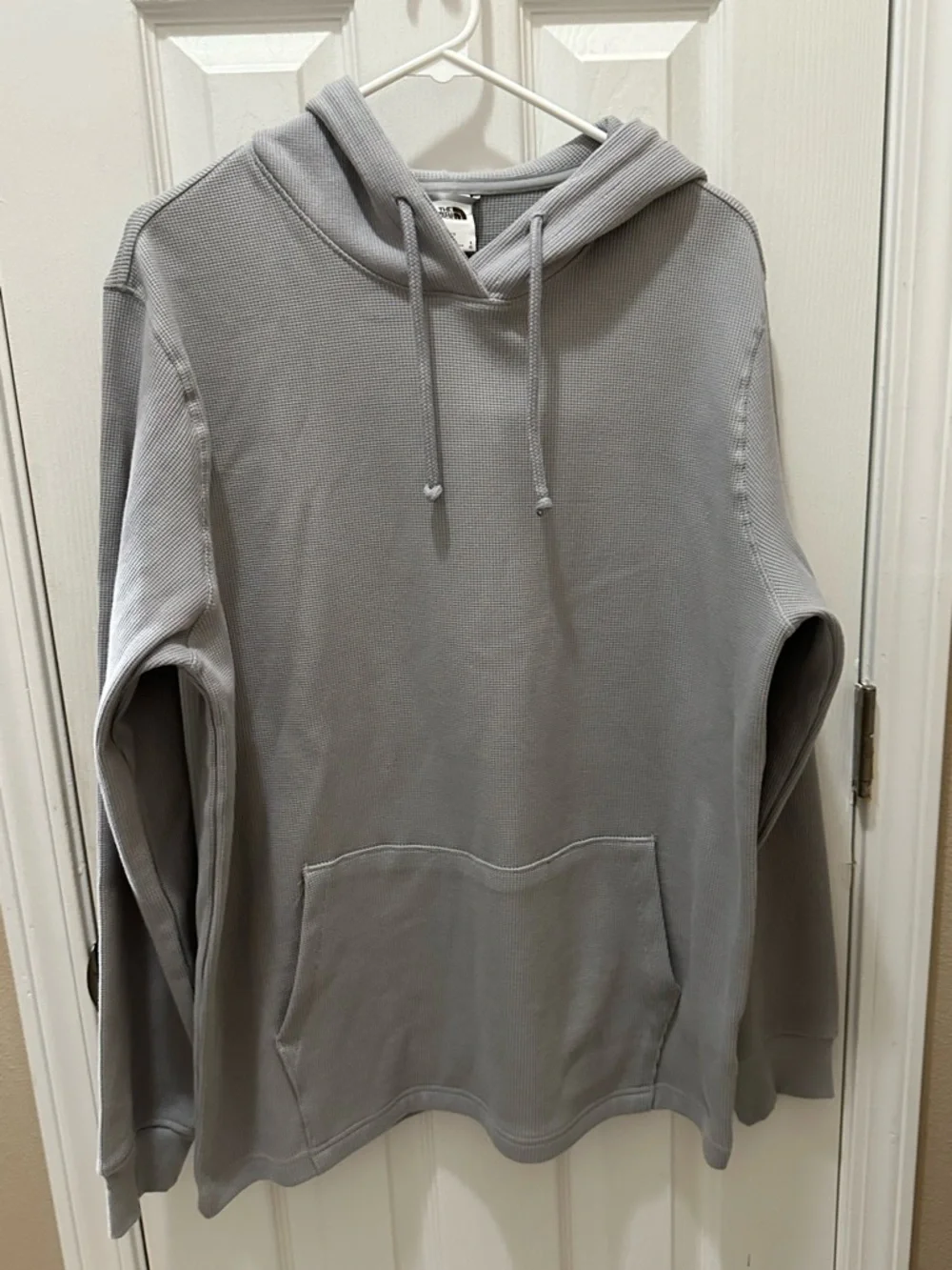 The North Face waffle-knit thermal hoodie size Large gray